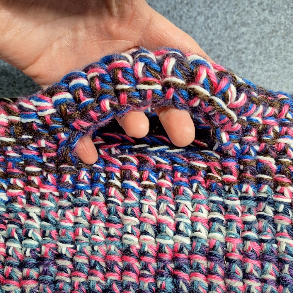 Handmade Multicolor Boho Knit Tote Bag, NWT - Picture 6 of 9
